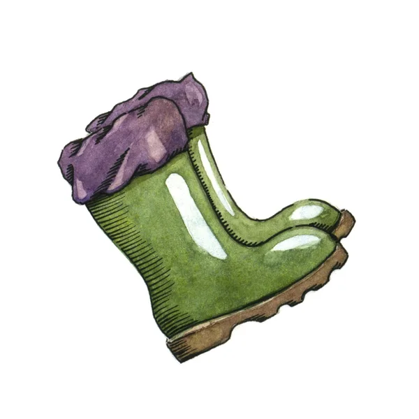 Rubber boots. Watercolor — Stock Photo, Image