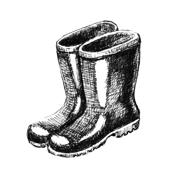 Rubber boots. Sketch — Stock Photo, Image