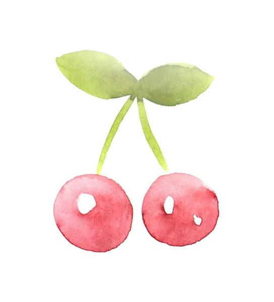 Cerejas. Ilustração aquarela — Fotografia de Stock