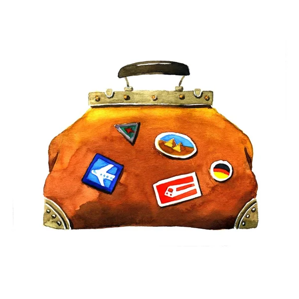 Traveling bag. Watercolor — Stock Photo, Image