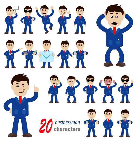 20 personajes de hombre de negocios — Archivo Imágenes Vectoriales