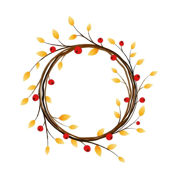 Corona de otoño sobre fondo blanco — Vector de stock