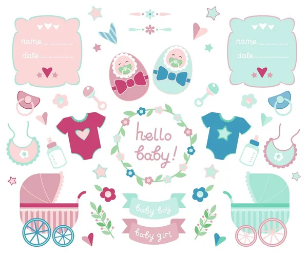 Coleção de elementos de design para o nascimento do bebê —  Vetores de Stock