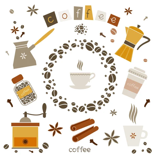 Kávé vector design elemek gyűjteménye — Stock Vector