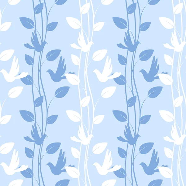새와 꽃 요소 완벽 한 패턴 — 스톡 사진