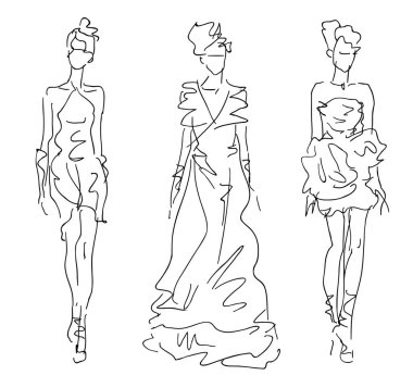      Kadınlar kroki Moda stilize 