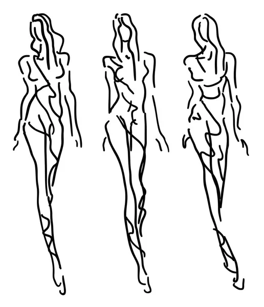 Croquis mode stylisé femmes — Image vectorielle