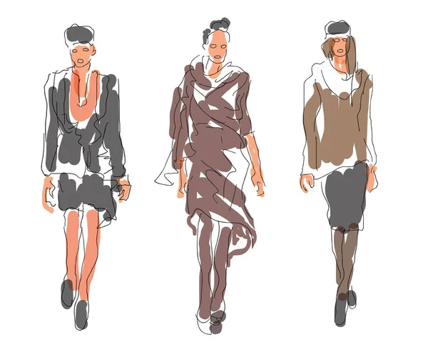 Sketch Fashion Women - Stok Vektor