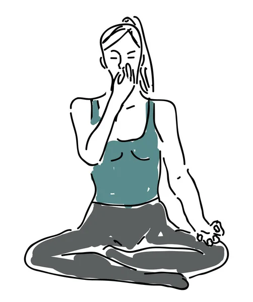 Respiración de yoga - pranayama, nadi shodhana — Vector de stock