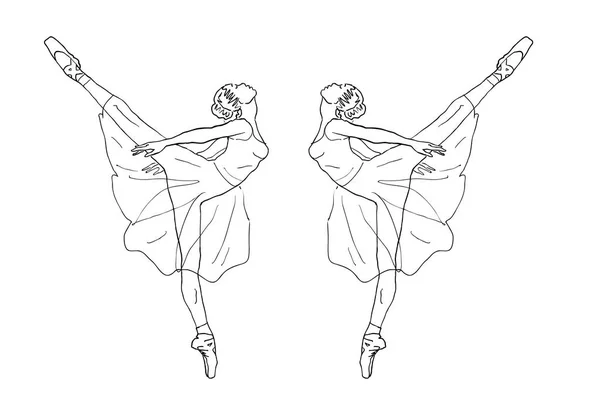 Conception conceptuelle de ballet pour le studio de ballet et de danse — Image vectorielle