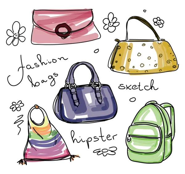     El çizmek kroki moda çanta - vektör çizim 