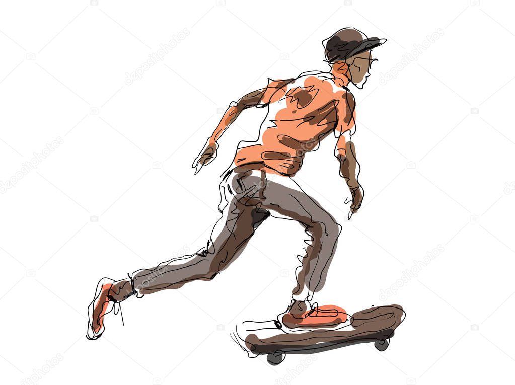      Skateboarding Boy - vector illustration 