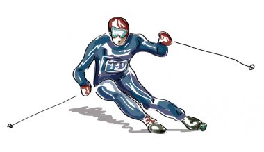 Kavramı ile çizili kayakçı Kayak - vektör