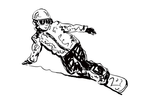 Sketched Snowboarding Man — Stock Vector