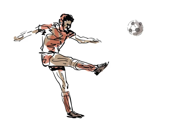 Jugador de fútbol bosquejado - ilustración vectorial — Vector de stock