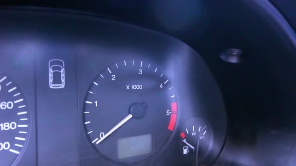 Flikkerende Hazard Licht Knop Het Autodashboard Van — Stockvideo