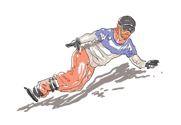 Bosquejado Snowboard Hombre Vector — Archivo Imágenes Vectoriales