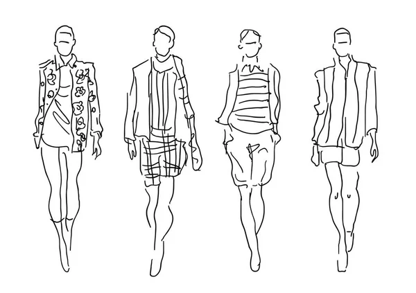 Sketched Fashion Women Models — Stock Vector