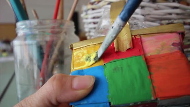 Peinture Panier Papier Fait Main Vidéo — Video