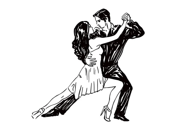 Bailarinas Dibujadas Blanco Negro — Vector de stock