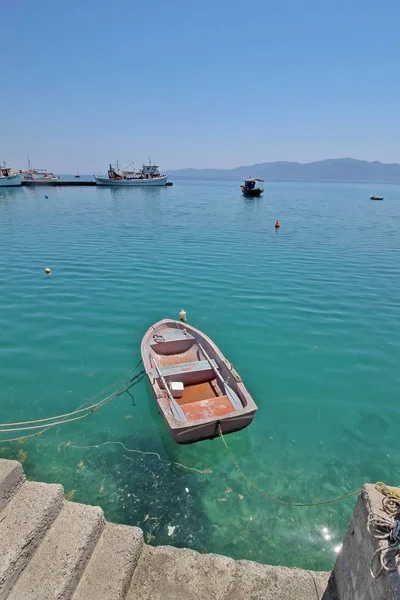 Fishing Boats Blue Water Evia Island Greece — Stock Photo, Image