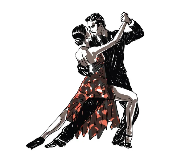 Bailarines Dibujados Ilustración Vectorial — Vector de stock