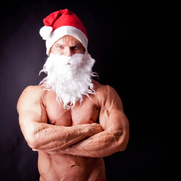 Muskularny Święty Mikołaj — Zdjęcie stockowe