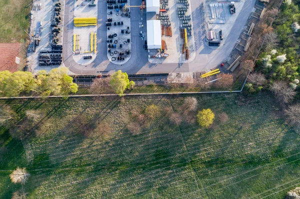 Letecký pohled na továrny na kabelu — Stock fotografie