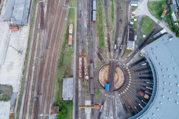 Letecký pohled na železniční stanice — Stock fotografie