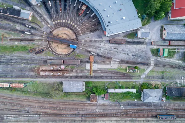 Letecký pohled na železniční stanice — Stock fotografie