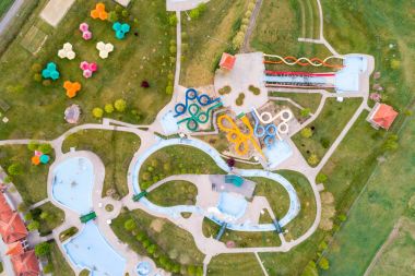 Aerial view of water park