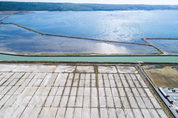 Estanques de evaporación de sales en Secovlje, Eslovenia — Foto de Stock