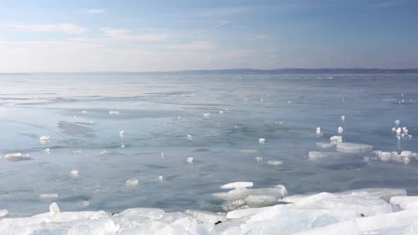 Lago congelado Balaton — Vídeo de stock