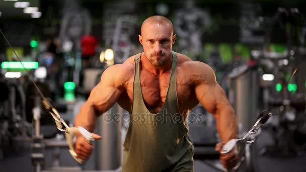 Bodybuilder Trainging Ένα Gmy — Αρχείο Βίντεο