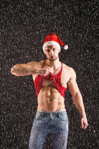 Handsome sexy santa claus — Stock Photo, Image