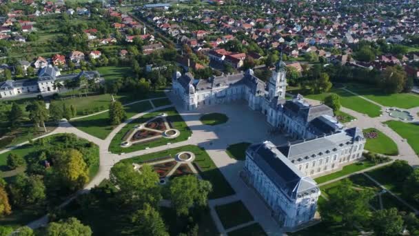 Luchtfoto Video Van Festetics Kasteel Keszthely Hongarije — Stockvideo