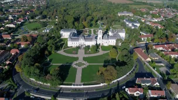 Aerial Video Festetics Castle Keszthely Hungary — Stock Video