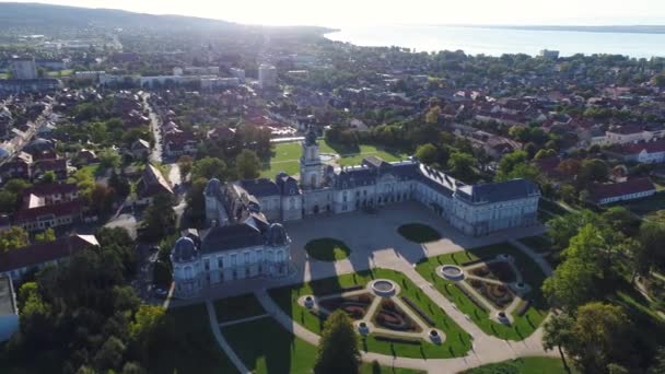 Luftbild Von Festetics Castle Keszthely Ungarn — Stockvideo