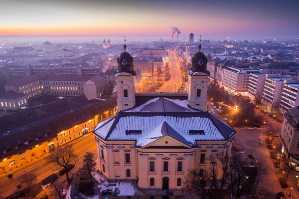 Gran Iglesia Reformada en la ciudad de Debrecen, Hungría — Foto de Stock