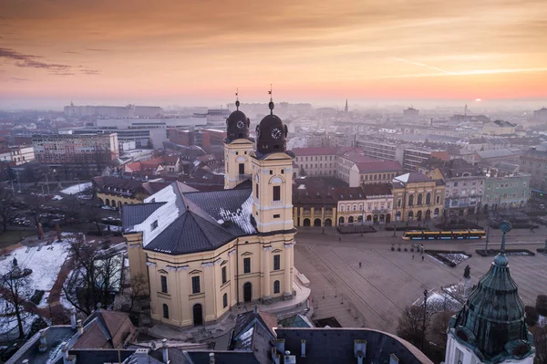 Gran Iglesia Reformada en la ciudad de Debrecen, Hungría — Foto de Stock