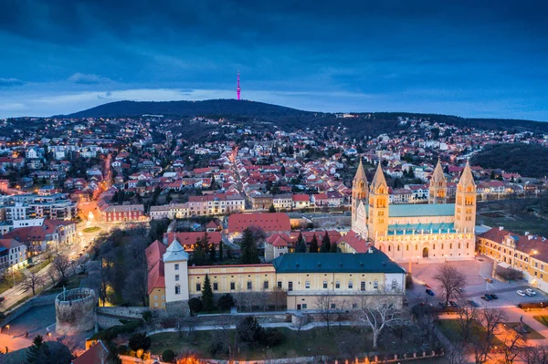 Pecs, Szekesegyhaz. Bird eye view — Stockfoto