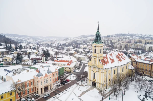 Vista a volo d'uccello di Szekszard in inverno — Foto Stock