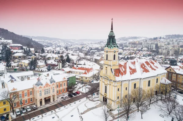 Vista a volo d'uccello di Szekszard in inverno — Foto Stock