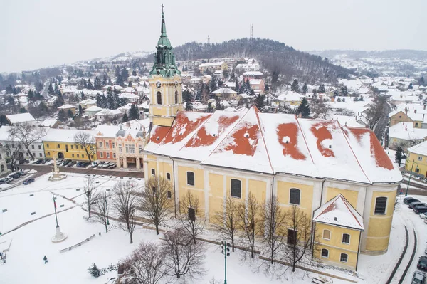 Vista de olho de pássaro de Szekszard no inverno — Fotografia de Stock