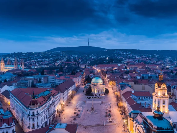 Pecs, Szechenyi Square Bird eye view — Stockfoto