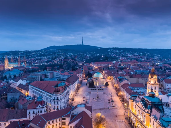 Pecs, Széchenyi torget fågel eye view — Stockfoto