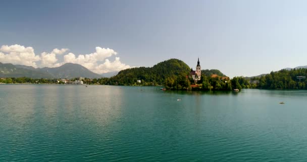 Eilandje Sloveense Lake Bled — Stockvideo