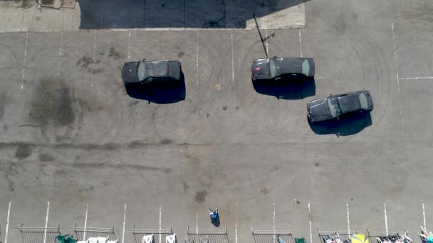 Vista Aérea Del Coche Deriva Vídeo Cámara Lenta — Vídeos de Stock