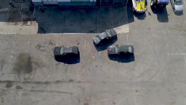 Vista Aérea Del Coche Deriva Vídeo Cámara Lenta — Vídeo de stock