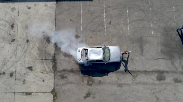 Vista Aérea Del Coche Deriva Vídeo Cámara Lenta — Vídeo de stock